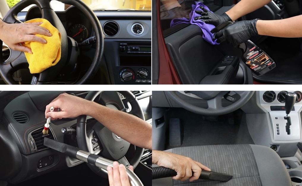 Vệ sinh nội thất bên trong khoang xe là một cách xử lý mùi hôi khi sử dụng điều hòa ô tô