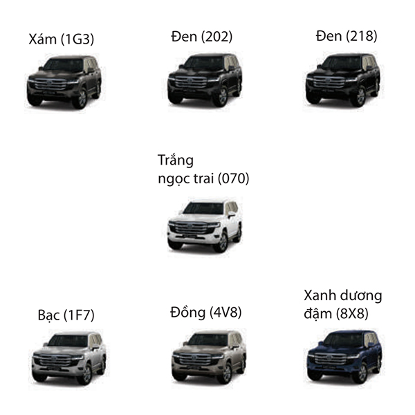 Các phiên bản màu xe Toyota Land Cruiser 2022