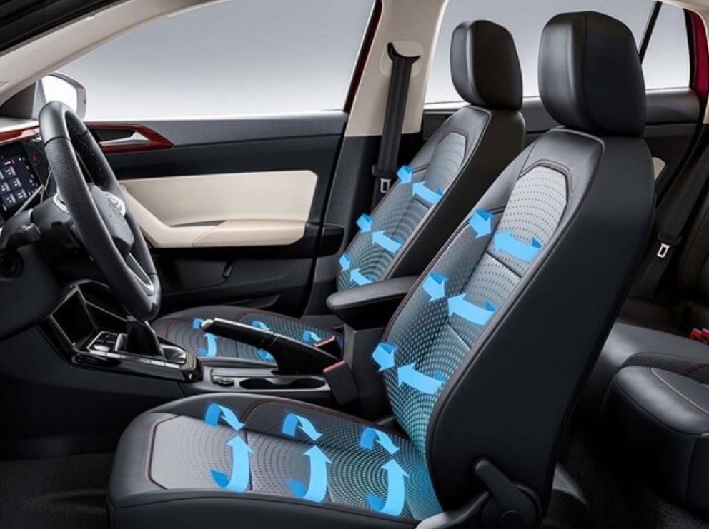 Toàn bộ các ghế ngồi trên mẫu xe Volkswagen Virtus 2023 đều được bọc da có các lỗ thoáng khí